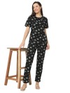 Smarty Pants women's cotton lycra black color heart print night suit. (SMNSP-951)