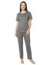 Smarty Pants women's cotton lycra grey color heart print night suit. (SMNSP-952)
