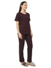 Smarty Pants women's cotton lycra wine color heart print night suit. (SMNSP-953)