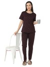 Smarty Pants women's cotton lycra wine color heart print night suit. (SMNSP-953)