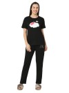 Smarty Pants women's cotton lycra black color teddy print night suit. (SMNSP-958)
