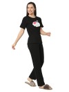 Smarty Pants women's cotton lycra black color teddy print night suit. (SMNSP-958)