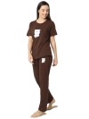 Smarty Pants women's cotton lycra brown color teddy print night suit. (SMNSP-959)