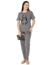 Smarty Pants women's cotton lycra grey color panda print night suit. (SMNSP-962)