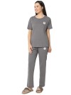 Smarty Pants women's cotton lycra grey color printed night suit. (SMNSP-963)