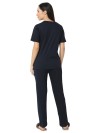 Smarty Pants women's cotton lycra navy blue color heart print night suit. (SMNSP-964)