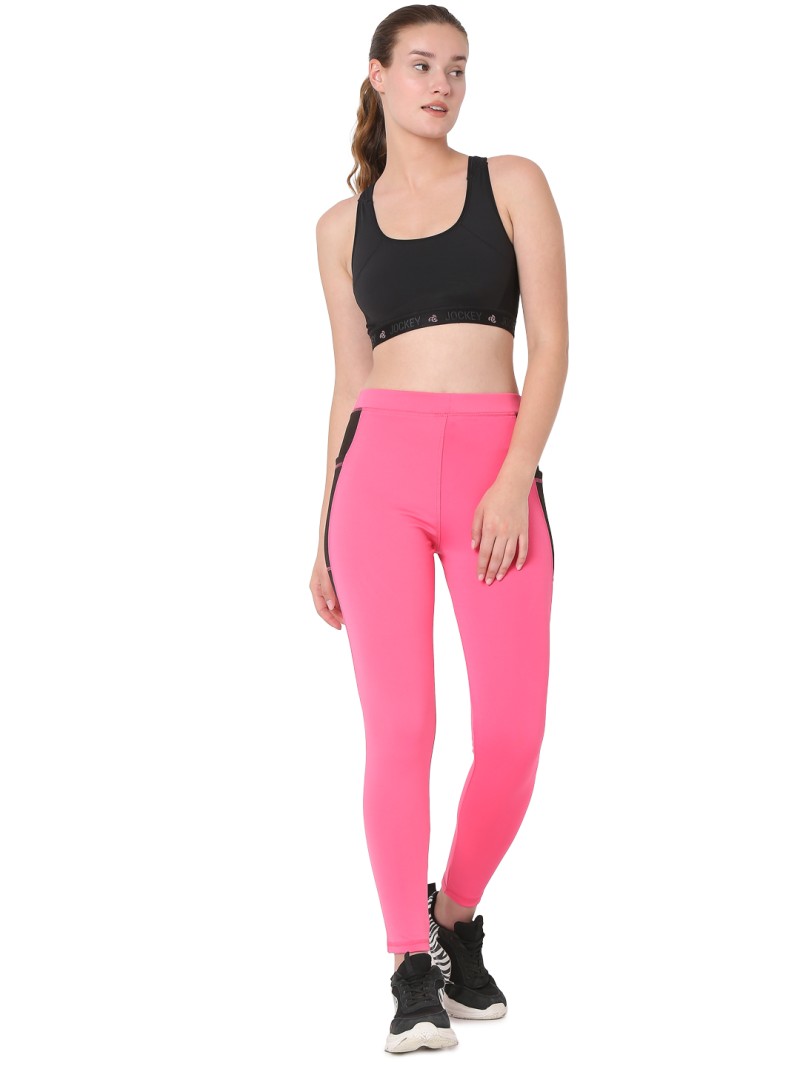 Smarty Pants women's stretchable mid-high rise waist pink color yoga tights.