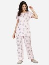Smarty Pants women's silk satin baby pink color tom & jerry print night suit pair. (SMNSP-554A)